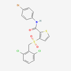 molecular formula C18H12BrCl2NO3S2 B2486845 N-(4-bromophenyl)-3-[(2,6-dichlorobenzyl)sulfonyl]-2-thiophenecarboxamide CAS No. 251097-58-2