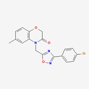 molecular formula C18H14BrN3O3 B2486848 4-((3-(4-bromophenyl)-1,2,4-oxadiazol-5-yl)methyl)-6-methyl-2H-benzo[b][1,4]oxazin-3(4H)-one CAS No. 1105209-21-9