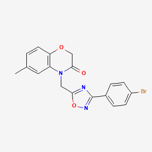 molecular formula C18H14BrN3O3 B2486848 4-((3-(4-bromophényl)-1,2,4-oxadiazol-5-yl)méthyl)-6-méthyl-2H-benzo[b][1,4]oxazin-3(4H)-one CAS No. 1105209-21-9