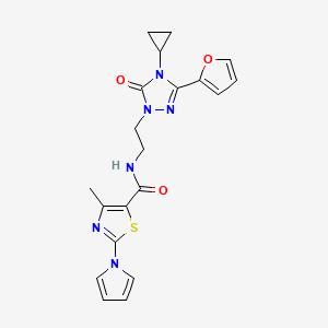N-(2-(4-cyclopropyl-3-(furan-2-yl)-5-oxo-4,5-dihydro-1H-1,2,4-triazol-1-yl)ethyl)-4-methyl-2-(1H-pyrrol-1-yl)thiazole-5-carboxamide
