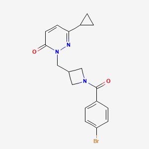 molecular formula C18H18BrN3O2 B2486865 2-[[1-(4-Bromobenzoyl)azetidin-3-yl]methyl]-6-cyclopropylpyridazin-3-one CAS No. 2320582-56-5