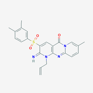 molecular formula C23H22N4O3S B2486882 1-烯丙基-3-((3,4-二甲基苯基)磺酰)-2-亚氨基-8-甲基-1H-二嘌呤并[1,2-a:2',3'-d]嘧啶-5(2H)-酮 CAS No. 853753-20-5
