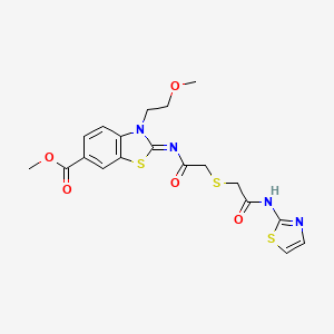(Z)-methyl 3-(2-methoxyethyl)-2-((2-((2-oxo-2-(thiazol-2-ylamino)ethyl)thio)acetyl)imino)-2,3-dihydrobenzo[d]thiazole-6-carboxylate