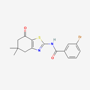 molecular formula C16H15BrN2O2S B2486908 3-bromo-N-(5,5-dimethyl-7-oxo-4,5,6,7-tetrahydrobenzo[d]thiazol-2-yl)benzamide CAS No. 361160-16-9