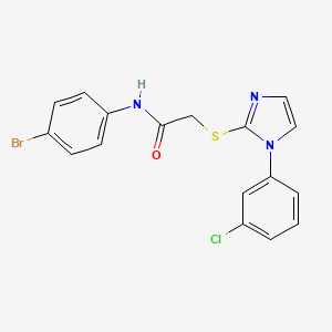 molecular formula C17H13BrClN3OS B2486912 N-(4-溴苯基)-2-((1-(3-氯苯基)-1H-咪唑-2-基)硫)乙酰胺 CAS No. 851132-86-0