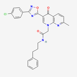 2-{3-[3-(4-chlorophenyl)-1,2,4-oxadiazol-5-yl]-7-methyl-4-oxo-1,4-dihydro-1,8-naphthyridin-1-yl}-N-(3-phenylpropyl)acetamide