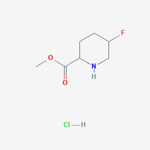 molecular formula C7H13ClFNO2 B2486923 Methyl 5-fluoropiperidine-2-carboxylate;hydrochloride CAS No. 2408957-38-8