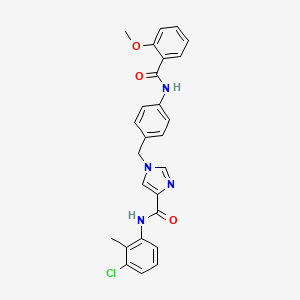 molecular formula C26H23ClN4O3 B2486933 N-(3-氯-2-甲基苯基)-1-(4-(2-甲氧基苯甲酰胺)苯甲基)-1H-咪唑-4-甲酰胺 CAS No. 1251709-52-0