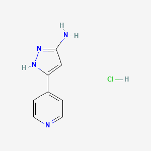 molecular formula C8H9ClN4 B2486941 3-Amino-5-(4-pyridyl)-1H-pyrazole Hydrochloride CAS No. 1586784-92-0
