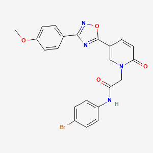 molecular formula C22H17BrN4O4 B2486952 2-[(1-{[4-(5-Ethyl-1,2,4-oxadiazol-3-yl)-2-thienyl]sulfonyl}piperidin-3-yl)carbonyl]-1,2,3,4-tetrahydroisoquinoline CAS No. 1112419-33-6