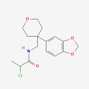 N-[[4-(1,3-Benzodioxol-5-yl)oxan-4-yl]methyl]-2-chloropropanamide