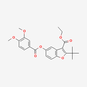 Ethyl 2-(tert-butyl)-5-((3,4-dimethoxybenzoyl)oxy)benzofuran-3-carboxylate