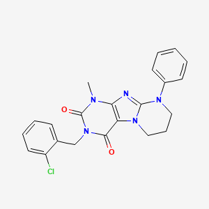 molecular formula C22H20ClN5O2 B2486988 3-[(2-chlorophenyl)methyl]-1-methyl-9-phenyl-7,8-dihydro-6H-purino[7,8-a]pyrimidine-2,4-dione CAS No. 848687-08-1