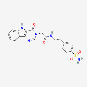 molecular formula C20H19N5O4S B2486992 2-(4-oxo-4,5-dihydro-3H-pyrimido[5,4-b]indol-3-yl)-N-(4-sulfamoylphenethyl)acetamide CAS No. 1105204-28-1