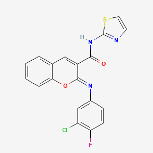 (2Z)-2-[(3-chloro-4-fluorophenyl)imino]-N-(1,3-thiazol-2-yl)-2H-chromene-3-carboxamide