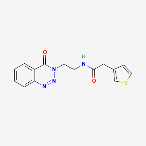 molecular formula C15H14N4O2S B2486998 N-(2-(4-氧代苯并[d][1,2,3]三嗪-3(4H)-基)乙基)-2-(噻吩-3-基)乙酰胺 CAS No. 2034279-49-5
