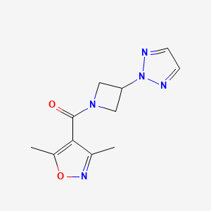molecular formula C11H13N5O2 B2486999 (3-(2H-1,2,3-triazol-2-yl)azetidin-1-yl)(3,5-dimethylisoxazol-4-yl)methanone CAS No. 2320605-51-2
