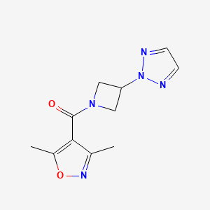 molecular formula C11H13N5O2 B2486999 (3-(2H-1,2,3-triazol-2-il)azetidin-1-il)(3,5-dimetilisoxazol-4-il)metanona CAS No. 2320605-51-2