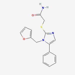 molecular formula C16H15N3O2S B2487008 2-[1-(呋喃-2-基甲基)-5-苯基咪唑-2-基]硫代乙酰胺 CAS No. 483310-45-8