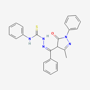 molecular formula C24H21N5OS B2487010 1-[(E)-[(3-甲基-5-氧代-1-苯基-4H-吡唑-4-基)-苯基亚甲基]氨基]-3-苯基硫脲 CAS No. 1159976-47-2