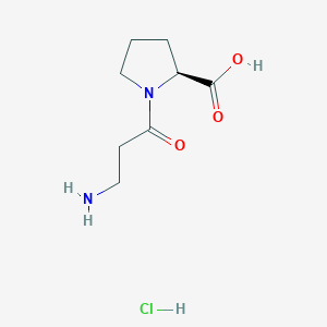 molecular formula C8H15ClN2O3 B2487018 (2S)-1-(3-氨基丙酰)吡咯烷-2-羧酸；盐酸盐 CAS No. 2580095-13-0