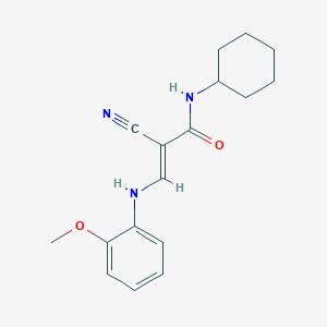 molecular formula C17H21N3O2 B2487021 (2E)-2-氰基-N-环己基-3-[(2-甲氧苯基)氨基]丙-2-烯酰胺 CAS No. 881560-74-3