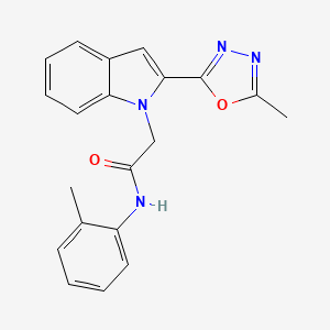 molecular formula C20H18N4O2 B2487024 2-[2-(5-methyl-1,3,4-oxadiazol-2-yl)-1H-indol-1-yl]-N-(2-methylphenyl)acetamide CAS No. 923234-48-4