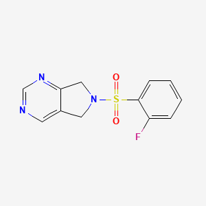molecular formula C12H10FN3O2S B2487048 6-((2-fluorophenyl)sulfonyl)-6,7-dihydro-5H-pyrrolo[3,4-d]pyrimidine CAS No. 1705537-80-9