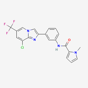 molecular formula C20H14ClF3N4O B2487052 N-{3-[8-氯-6-(三氟甲基)咪唑[1,2-a]吡啶-2-基]苯基}-1-甲基-1H-吡咯-2-甲酰胺 CAS No. 2060733-89-1