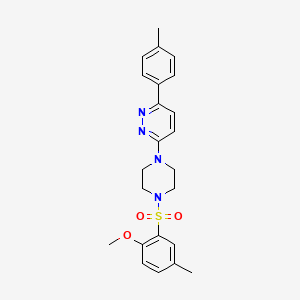 molecular formula C23H26N4O3S B2487053 3-(4-((2-甲氧基-5-甲基苯基)磺酰基)哌嗪-1-基)-6-(对甲苯基)吡啶并[1,2-a]嘧啶 CAS No. 1021035-96-0