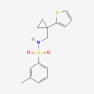 molecular formula C15H17NO2S2 B2487074 3-甲基-N-((1-(噻吩-2-基)环丙基甲基)苯基磺酰胺 CAS No. 1203389-59-6