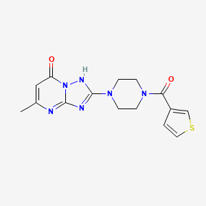 molecular formula C15H16N6O2S B2487076 5-methyl-2-(4-(thiophene-3-carbonyl)piperazin-1-yl)-[1,2,4]triazolo[1,5-a]pyrimidin-7(4H)-one CAS No. 2034479-60-0