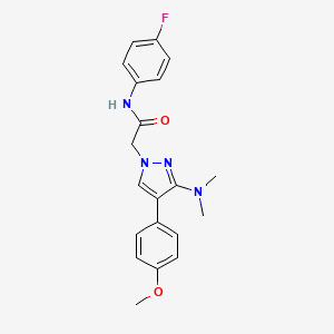 molecular formula C20H21FN4O2 B2487077 2-(3-(dimethylamino)-4-(4-methoxyphenyl)-1H-pyrazol-1-yl)-N-(4-fluorophenyl)acetamide CAS No. 1286699-71-5