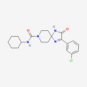 molecular formula C20H25ClN4O2 B2487081 2-(3-chlorophenyl)-N-cyclohexyl-3-oxo-1,4,8-triazaspiro[4.5]dec-1-ene-8-carboxamide CAS No. 1189479-23-9