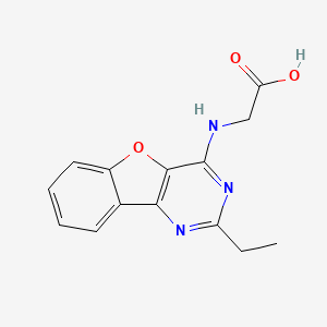 molecular formula C14H13N3O3 B2487088 2-((2-Ethylbenzofuro[3,2-d]pyrimidin-4-yl)amino)acetic acid CAS No. 843668-27-9