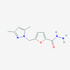 molecular formula C11H14N4O2 B2487099 5-(3,5-Dimethyl-pyrazol-1-ylmethyl)-furan-2-carboxylic acid hydrazide CAS No. 312309-47-0