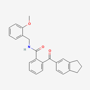 molecular formula C25H23NO3 B2487100 2-(2,3-dihydro-1H-inden-5-ylcarbonyl)-N-(2-methoxybenzyl)benzenecarboxamide CAS No. 866133-09-7
