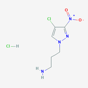 molecular formula C6H10Cl2N4O2 B2487104 3-(4-Chloro-3-nitro-1H-pyrazol-1-yl)propan-1-amine hydrochloride CAS No. 1432033-45-8