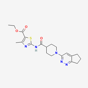 molecular formula C20H25N5O3S B2487111 乙酸-2-(1-{5H,6H,7H-环戊[c]吡啶-3-基}哌啶-4-酰胺)-4-甲基-1,3-噻唑-5-甲酸酯 CAS No. 2097914-52-6