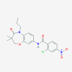 molecular formula C21H22ClN3O5 B2487120 2-chloro-N-(3,3-dimethyl-4-oxo-5-propyl-2,3,4,5-tetrahydrobenzo[b][1,4]oxazepin-8-yl)-4-nitrobenzamide CAS No. 921567-63-7