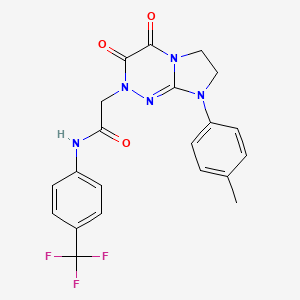 molecular formula C21H18F3N5O3 B2487130 2-(3,4-二氧代-8-(对甲苯基)-3,4,7,8-四氢咪唑[2,1-c][1,2,4]三嗪-2(6H)-基)-N-(4-(三氟甲基)苯基)乙酰胺 CAS No. 941936-80-7
