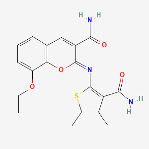 molecular formula C19H19N3O4S B2487134 (2Z)-2-[(3-carbamoyl-4,5-dimethylthiophen-2-yl)imino]-8-ethoxy-2H-chromene-3-carboxamide CAS No. 2321334-42-1