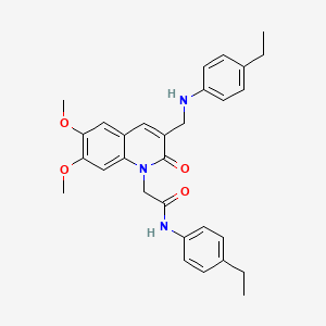 molecular formula C30H33N3O4 B2487135 N-(4-ethylphenyl)-2-(3-{[(4-ethylphenyl)amino]methyl}-6,7-dimethoxy-2-oxo-1,2-dihydroquinolin-1-yl)acetamide CAS No. 893789-05-4