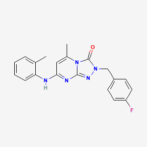 molecular formula C20H18FN5O B2487141 2-(4-fluorobenzyl)-5-methyl-7-(o-tolylamino)-[1,2,4]triazolo[4,3-a]pyrimidin-3(2H)-one CAS No. 1251685-21-8