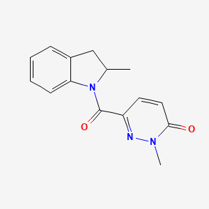 molecular formula C15H15N3O2 B2487145 2-methyl-6-(2-methylindoline-1-carbonyl)pyridazin-3(2H)-one CAS No. 1049512-59-5