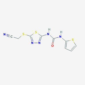 molecular formula C9H7N5OS3 B2487149 1-(5-((氰甲基)硫代)-1,3,4-噻二唑-2-基)-3-(噻吩-2-基)脲 CAS No. 1001830-53-0