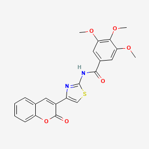 molecular formula C22H18N2O6S B2487162 3,4,5-trimethoxy-N-[4-(2-oxochromen-3-yl)-1,3-thiazol-2-yl]benzamide CAS No. 477547-29-8