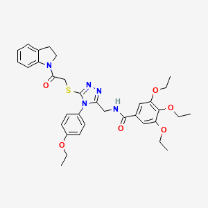 molecular formula C34H39N5O6S B2487166 3,4,5-triethoxy-N-((4-(4-ethoxyphenyl)-5-((2-(indolin-1-yl)-2-oxoethyl)thio)-4H-1,2,4-triazol-3-yl)methyl)benzamide CAS No. 309969-35-5