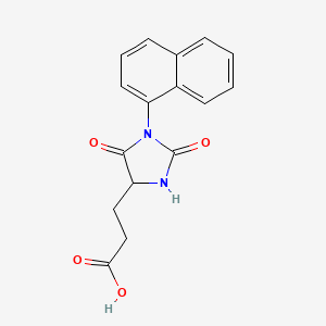 molecular formula C16H14N2O4 B2487177 3-[1-(Naphthalen-1-yl)-2,5-dioxoimidazolidin-4-yl]propanoic acid CAS No. 857812-10-3