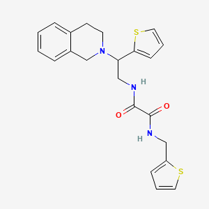 molecular formula C22H23N3O2S2 B2487184 N1-(2-(3,4-dihydroisoquinolin-2(1H)-yl)-2-(thiophen-2-yl)ethyl)-N2-(thiophen-2-ylmethyl)oxalamide CAS No. 898407-98-2